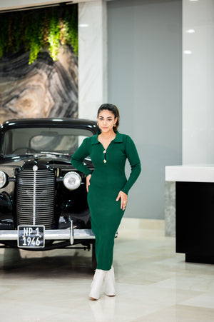 Green jersey dress