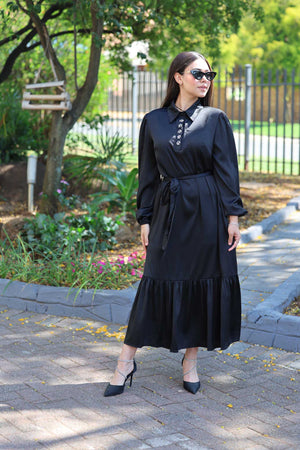 Black satin dress
