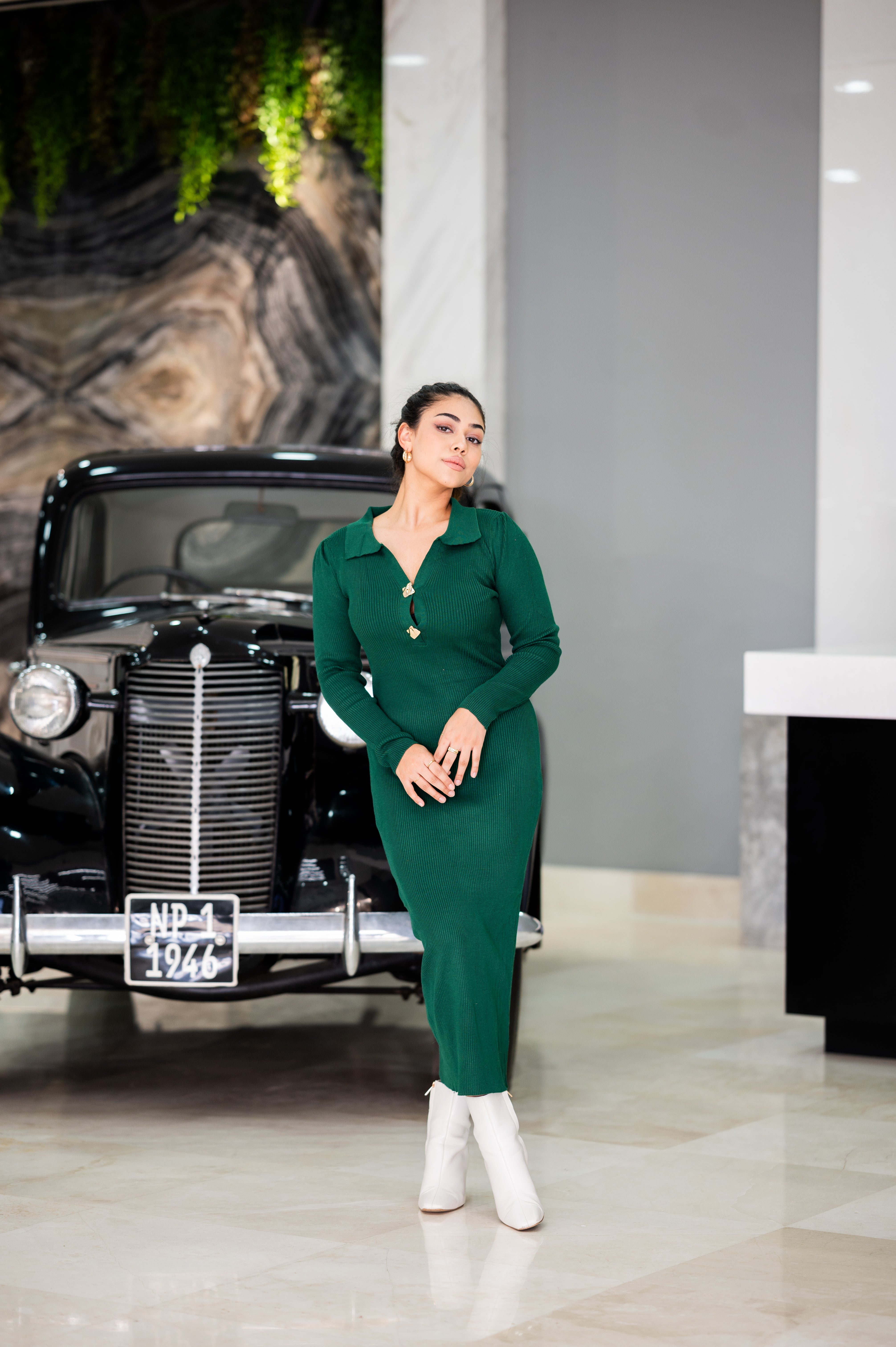 Green jersey dress