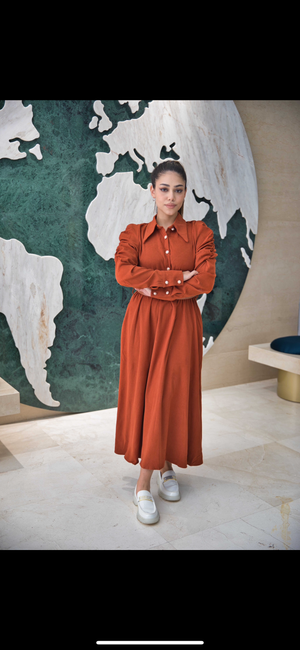 Rust (burnt orange) suede dress