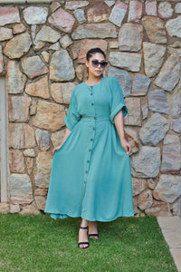 Flowy button down dress (moss green)