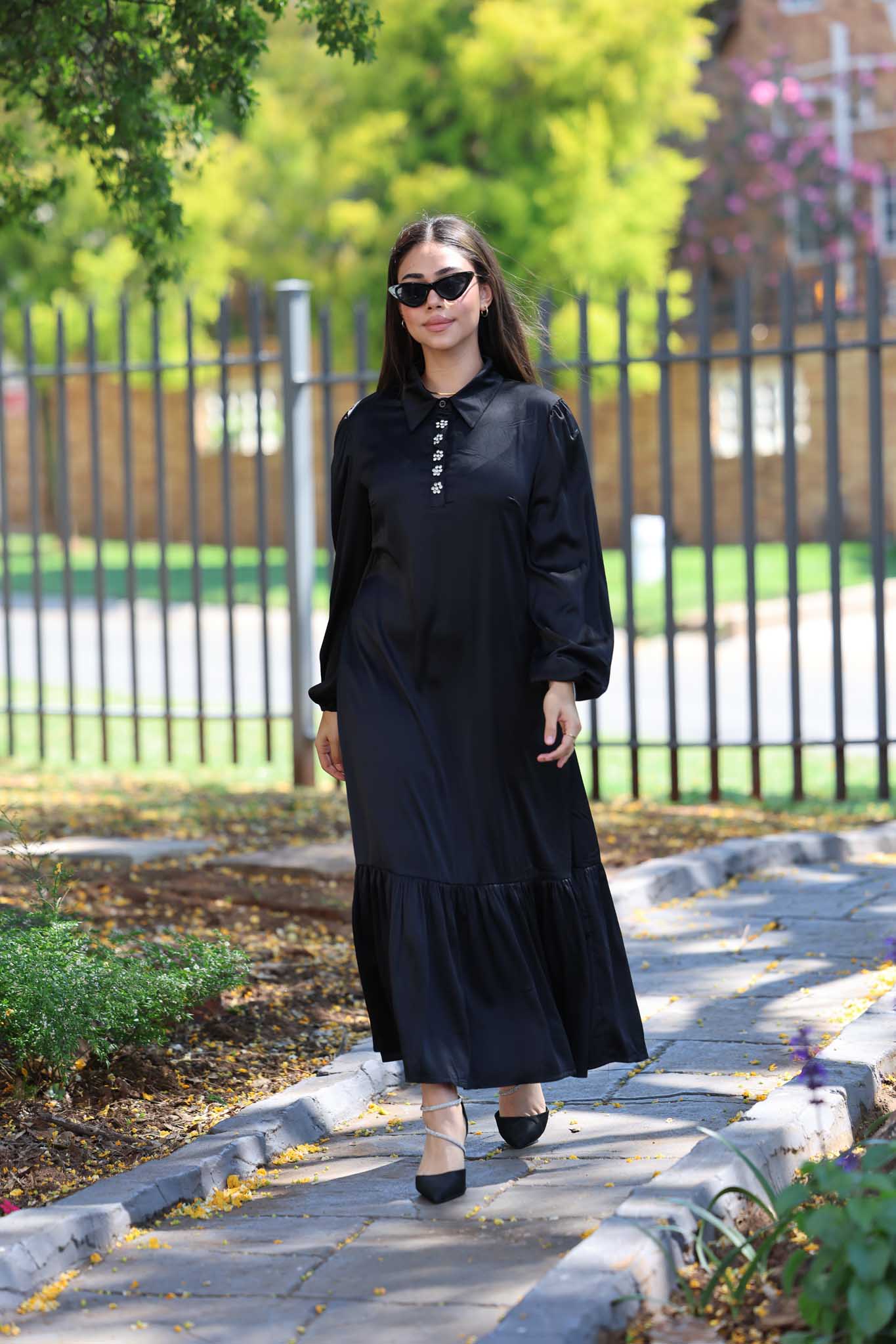 Black satin dress