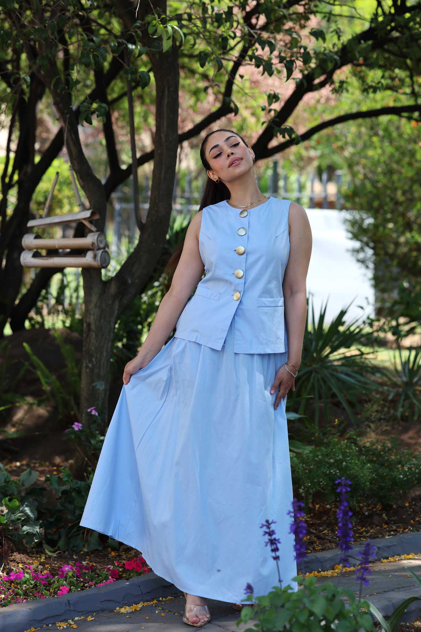 Baby blue skirt set