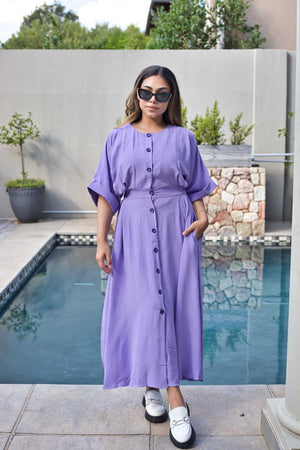 Flowy button down dress (lilac)