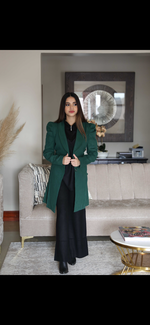 Green puff shoulder jacket