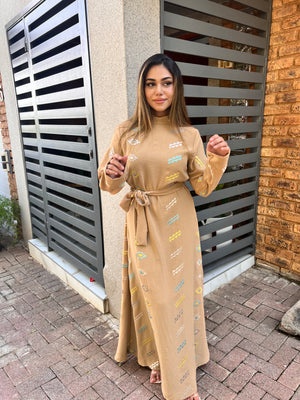 Embroidered dress (brown)