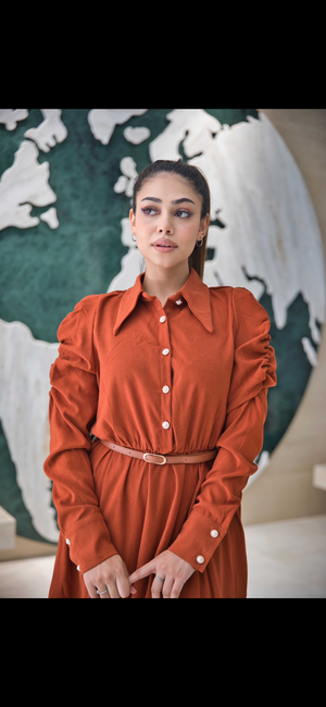 Rust (burnt orange) suede dress