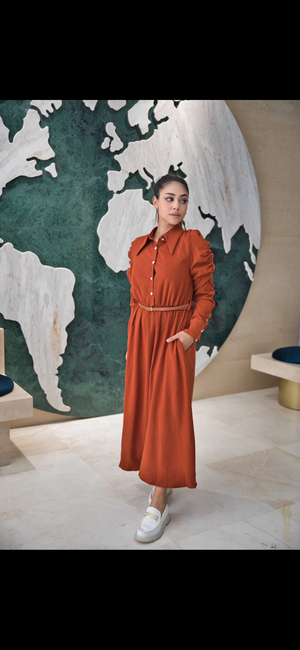 Rust (burnt orange) suede dress
