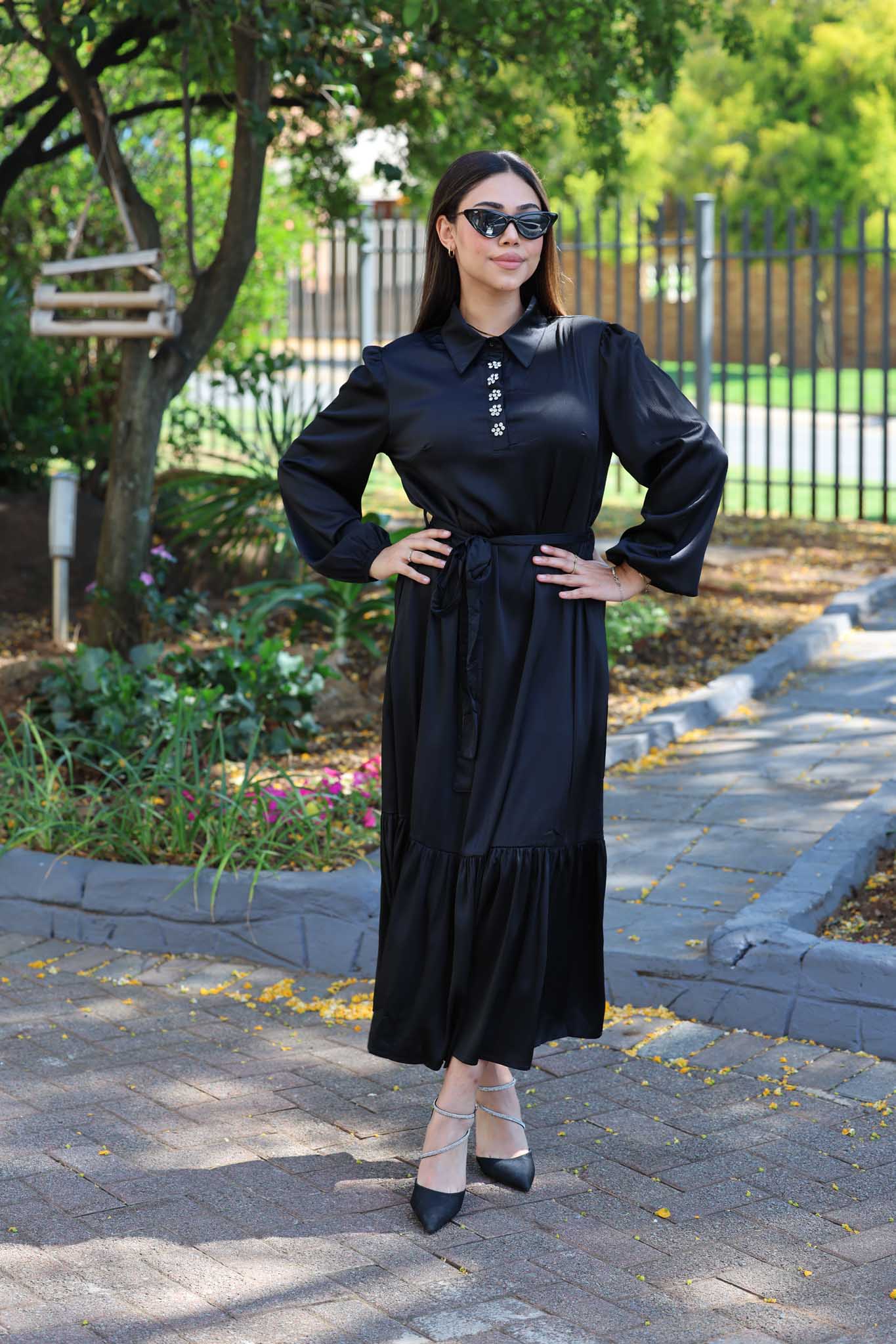 Black satin dress
