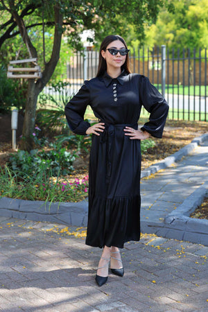 Black satin dress