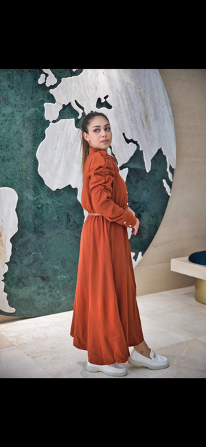 Rust (burnt orange) suede dress