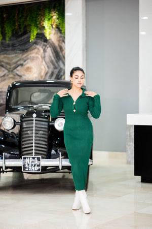 Green jersey dress