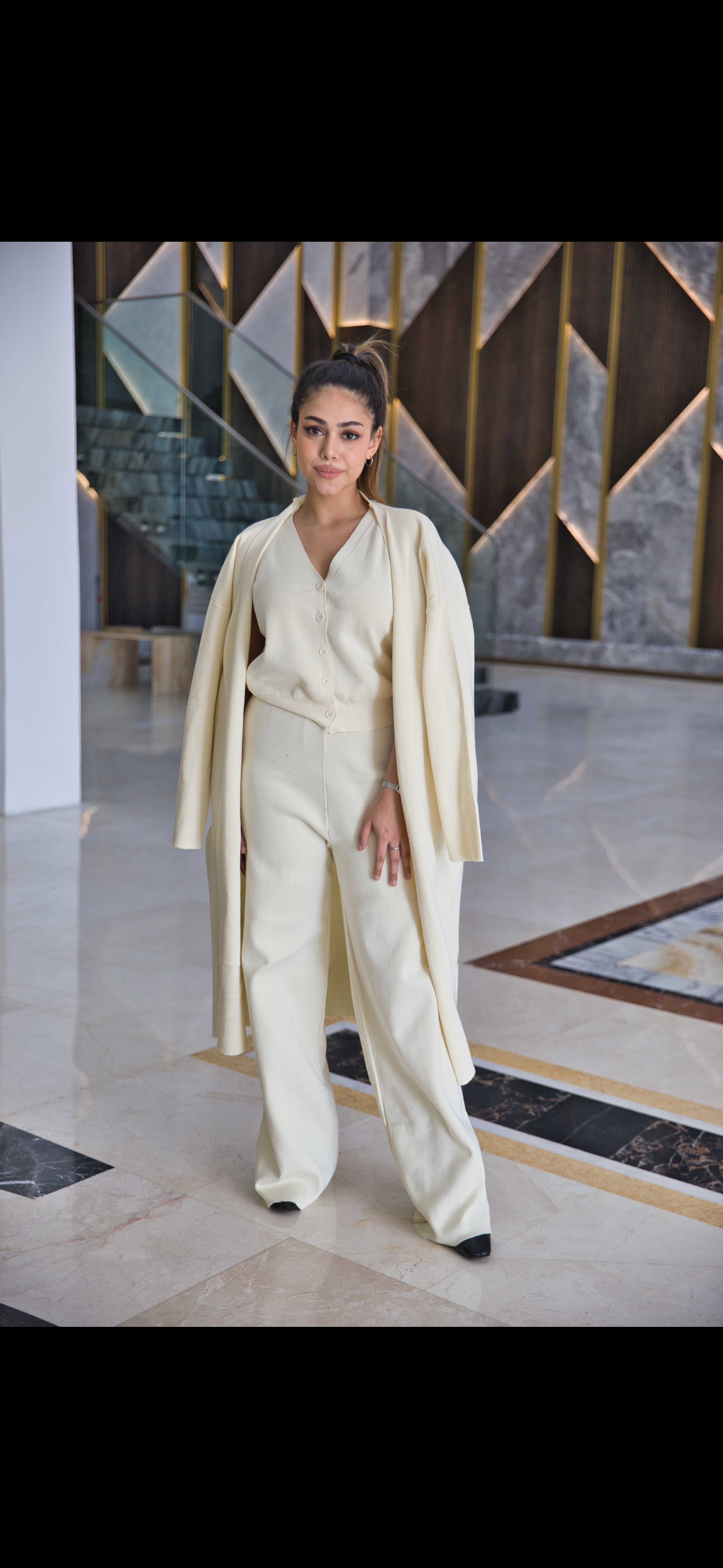 Three piece jersey set (cream)