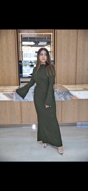 Textured dress (army green)