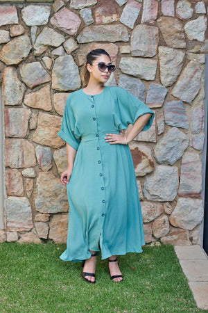 Flowy button down dress (moss green)