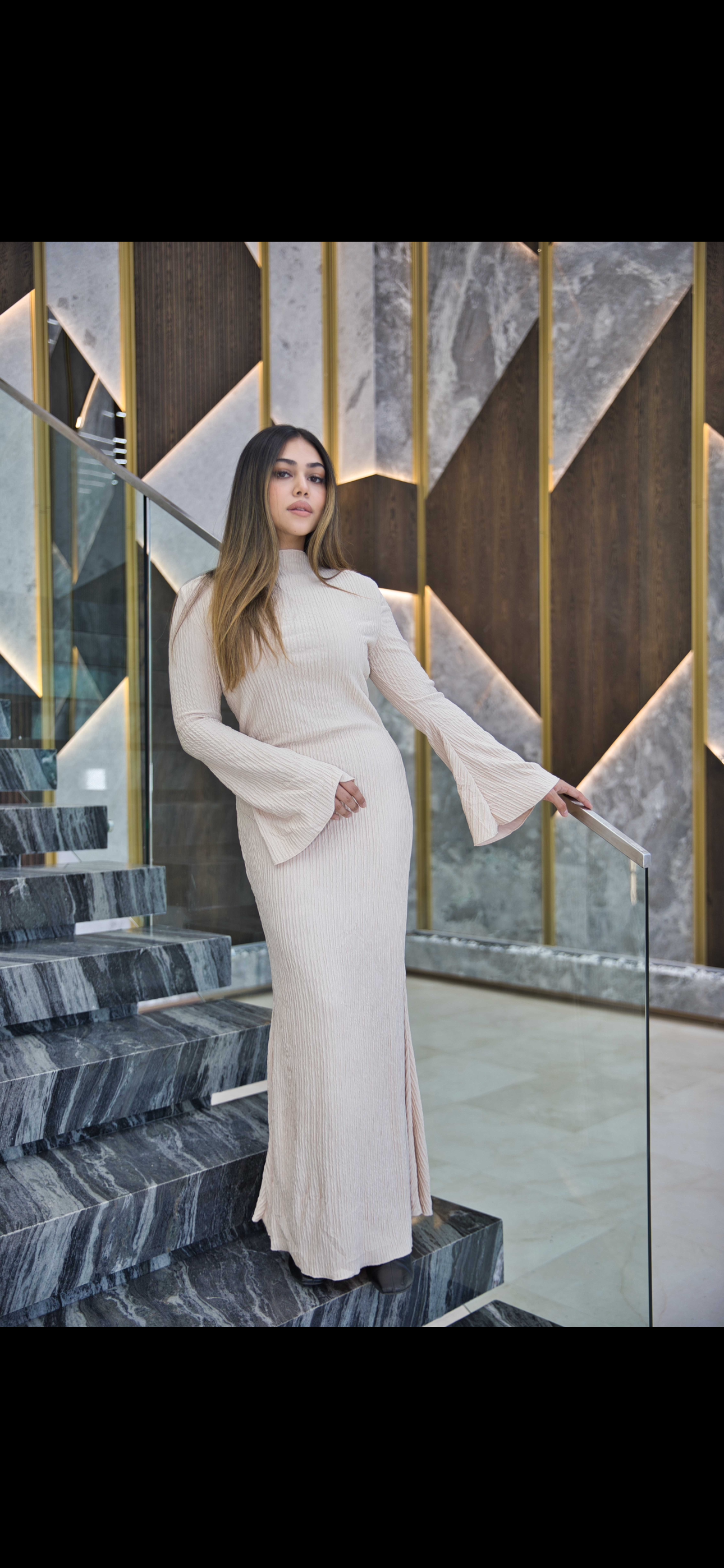 Textured dress (cream)