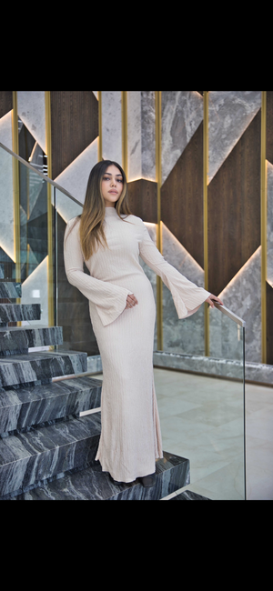 Textured dress (cream)