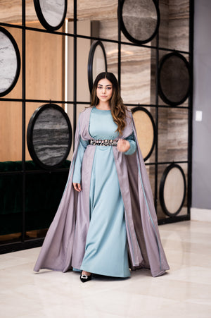 Grey embroidered cape